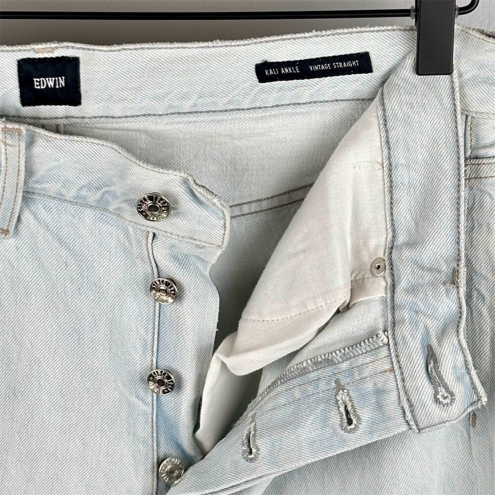 Edwin Kali Ankle Jeans Women’s Size 32 Light Wash Straight High Rise - Picture 6 of 8